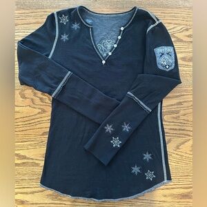Alp-N-Rock - Reversible - Grey / Black Long Sleeve Top with Snowflake Design